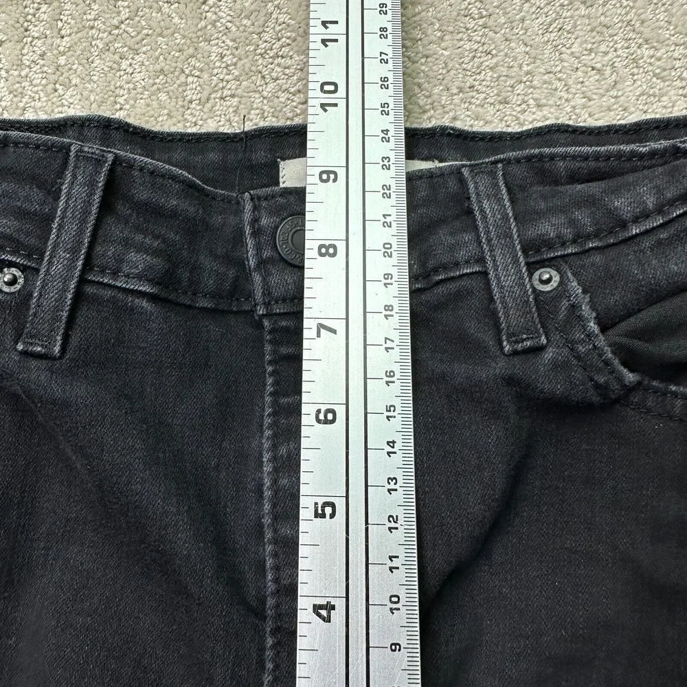 Levis 711 Jeans Women Black Distressed Skinny Slim Mid-Rise Denim Pants Size 30 - Picture 3 of 12